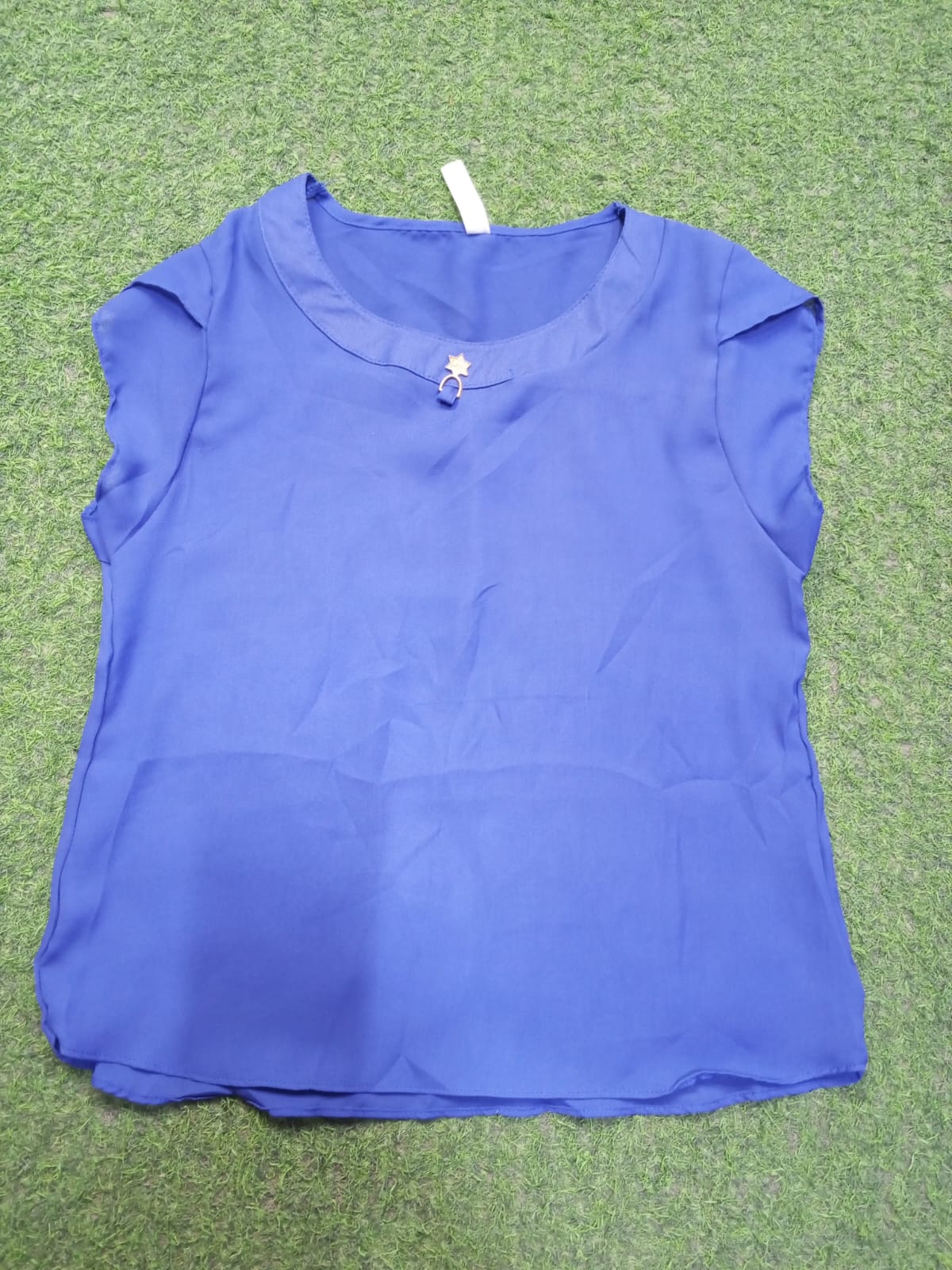 Royal blue chiffon blouse